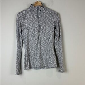 Athleta Grey and White Striped Fitness Top Size XS